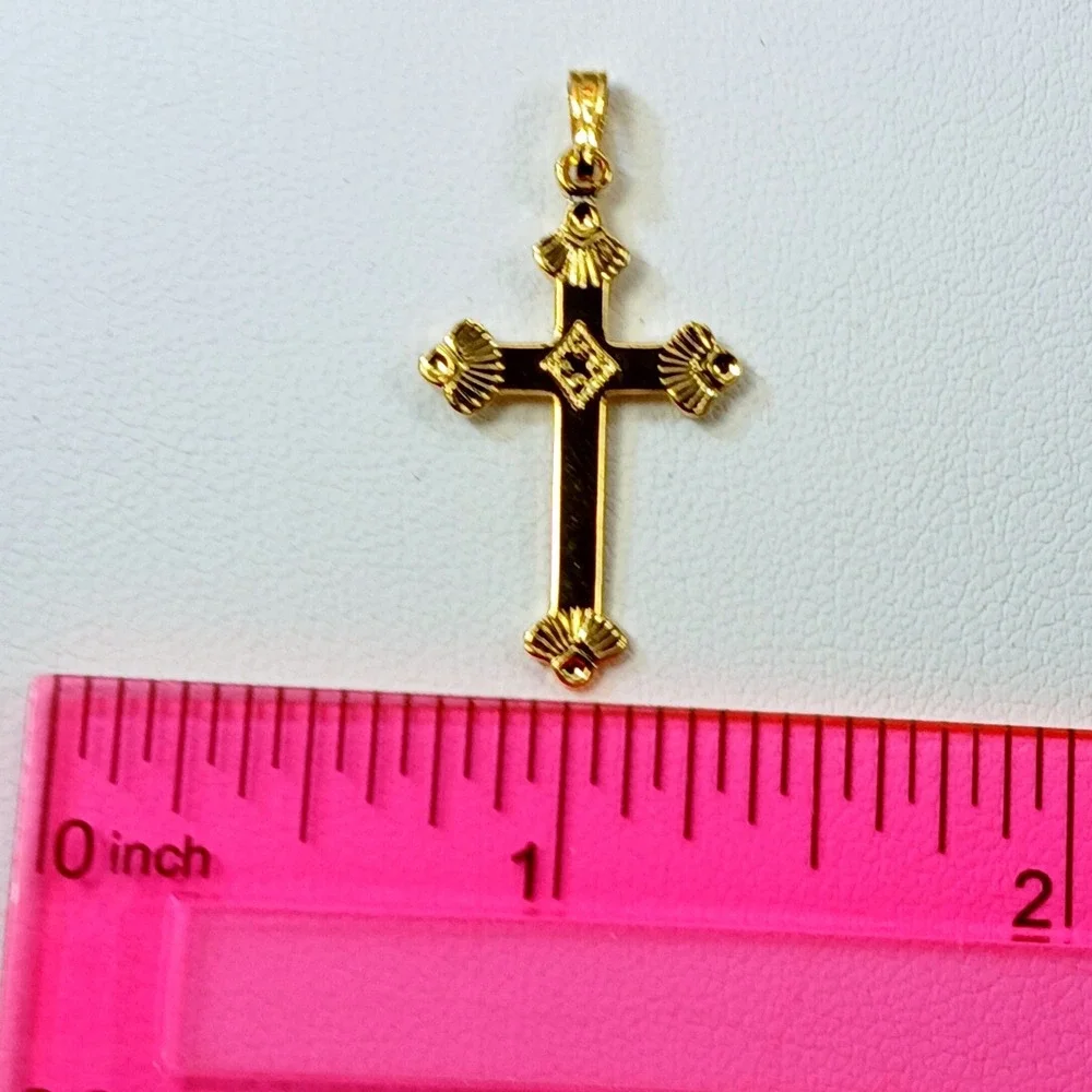 Karatbond Vintage Y2K Gold Ornate Cross Necklace Pendant Made in USA NOS Faith